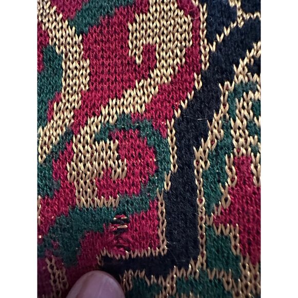VTG 80s 90s Tapestry-Jumper Sweater Shoulder pads Retro cotton blend Mardi Gras - Picture 10 of 16